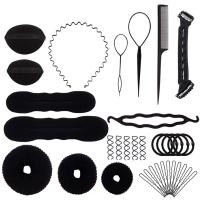 Plastic Hair Bun Maker kit, with Sponge & Nylon, 250x140x50mm, 15PCs/Set, Sold By Set
