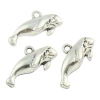 Tibetan Style Animal Pendants, Dolphin, platinum color plated, lead & cadmium free, 24.50x13x4mm, 100PCs/Bag, Sold By Bag