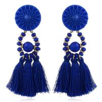 Fashion Fringe Earrings, Resin, with Nylon, stainless steel post pin, for woman, more colors for choice, 97x40mm, Sold By Pair