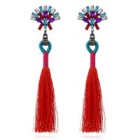Fashion Fringe Earrings Zinc Alloy with Nylon Cord & Crystal stainless steel post pin antique silver color plated for woman lead & cadmium free Sold By Pair