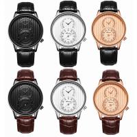 Men Wrist Watch, Leather, with Glass & Stainless Steel & Tibetan Style, plated, Life water resistant & for man, more colors for choice, 44x11mm, Length:Approx 8.5 Inch, Sold By PC