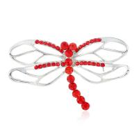 Rhinestone Brooch Zinc Alloy Dragonfly platinum color plated for woman & with rhinestone lead & cadmium free Sold By PC