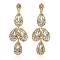 Rhinestone Earring Zinc Alloy stainless steel post pin plated for woman & with rhinestone lead & cadmium free Sold By PC