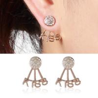 Tibetan Style Split Earring, stainless steel post pin, plated, detachable & for woman & with rhinestone, more colors for choice, lead & cadmium free, 10-20mm, Sold By Pair