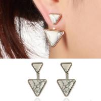 Tibetan Style Split Earring, with Resin, stainless steel post pin, Triangle, plated, detachable & for woman, more colors for choice, lead & cadmium free, 10-20mm, Sold By Pair