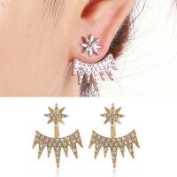 Ear Jackets, Tibetan Style, stainless steel post pin, plated, detachable & for woman & with rhinestone, more colors for choice, lead & cadmium free, 10-20mm, Sold By Pair