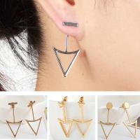 Ear Jackets, Tibetan Style, stainless steel post pin, Triangle, plated, detachable & for woman, more colors for choice, lead & cadmium free, 10-20mm, Sold By Pair
