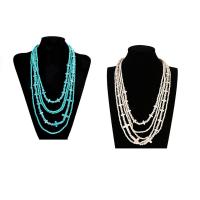 Fashion Turquoise Necklace, with Glass Seed Beads & Copper Coated Plastic, with 5cm extender chain, for woman, more colors for choice, 36mm, Sold Per Approx 15 Inch Strand