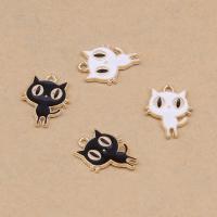Tibetan Style Animal Pendants, Cat, gold color plated, enamel, more colors for choice, lead & cadmium free, 19x15mm, Hole:Approx 1.5mm, 100PCs/Bag, Sold By Bag