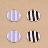 Zinc Alloy Enamel Pendants Flat Round gold color plated lead & cadmium free Approx 1.5mm Sold By Bag