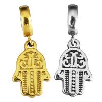 Stainless Steel European Pendants, Hamsa, plated, without troll & blacken, more colors for choice, 12x18x1.5mm, 3x13x9.5mm, 10PCs/Lot, Sold By Lot
