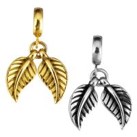 Stainless Steel European Pendants, Leaf, plated, without troll & blacken, more colors for choice, 8.5x18x3mm, 3x13x9.5mm, 10PCs/Lot, Sold By Lot