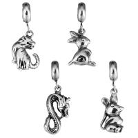 Stainless Steel European Pendants Chinese Zodiac & without troll & blacken 8-11.5x15-20x4-10.5mm Sold By Lot