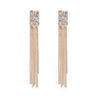 Fashion Fringe Earrings Zinc Alloy stainless steel post pin gold color plated for woman & with rhinestone Sold By Pair