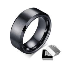 Unisex Finger Ring Tungsten Steel black ionic 8mm Sold By PC