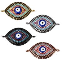 Evil Eye Connector, Brass, plated, micro pave cubic zirconia & enamel & 1/1 loop, more colors for choice, 26x14.50x3mm, Hole:Approx 1mm, 10PCs/Lot, Sold By Lot