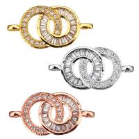 Brass Jewelry Connector, plated, micro pave cubic zirconia & 1/1 loop, more colors for choice, 23x12x3mm, Hole:Approx 2x1.5mm, 10PCs/Lot, Sold By Lot