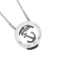 Stainless Steel Jewelry Necklace box chain & with letter pattern & for woman & with rhinestone original color 20mm 2mm Sold Per Approx 20 Inch Strand