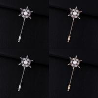 Cubic Zirconia Brooch Brass with Plastic Pearl Snowflake plated Unisex & micro pave cubic zirconia 73mm Sold By PC