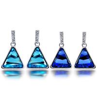 Tibetan Style Drop Earring, with Crystal, Triangle, plated, for woman & with rhinestone, more colors for choice, 18x31mm, Sold By Pair