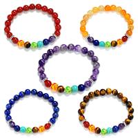 Unisex Bracelet Gemstone with Zinc Alloy silver color plated nickel lead & cadmium free 8mm Sold Per Approx 7 Inch Strand