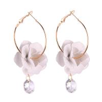 Fashion Statement Earring Zinc Alloy with Cloth & Crystal brass post pin gold color plated for woman nickel lead & cadmium free Sold By Pair