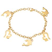 Bijoux bracelet en acier inoxydable, Placage de couleur d'or, bracelet à breloques & chaîne ovale & pour femme, 12x18mm, 13x20mm, 4mm, Vendu par Environ 7.5 pouce brin