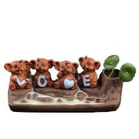 Backflow Incense Burner, Purple Clay, Elephant, word love, 205x80mm, Sold By PC