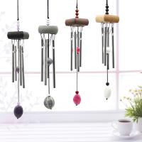 Aluminum Windbell, with Porcelain & Wood, silver color plated, more colors for choice, 300mm, 6mm, Sold By PC