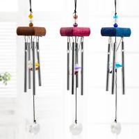 Aluminum Windbell, with Crystal & Wood, platinum color plated, faceted, more colors for choice, 40x280mm, Sold By PC