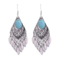 Turquoise Earring Zinc Alloy iron earring hook antique silver color plated for woman lead & cadmium free Sold By Pair