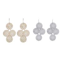 Zinc Alloy Drop Earrings iron earring hook Flat Round plated for woman lead & cadmium free Sold By Pair