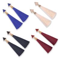 Fashion Fringe Earrings, Tibetan Style, with Nylon Cord & Resin, stainless steel post pin, Triangle, gold color plated, for woman, more colors for choice, lead & cadmium free, 90mm, Sold By Pair
