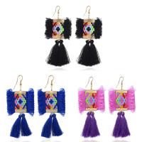 Fashion Fringe Earrings, Tibetan Style, with Nylon, iron earring hook, gold color plated, for woman, more colors for choice, lead & cadmium free, 100x50mm, Sold By Pair