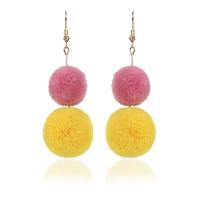 Plush Drop Earring, with Tibetan Style, iron earring hook, for woman, more colors for choice, lead & cadmium free, 65mm, Sold By Pair