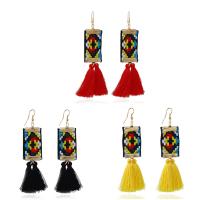 Fashion Fringe Earrings Nylon with Zinc Alloy iron earring hook for woman Sold By Pair
