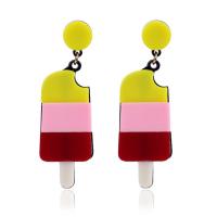 Acrylic Jewelry Earring, with Tibetan Style, stainless steel post pin, for woman, 65mm, Sold By Pair