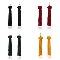 Fashion Fringe Earrings Nylon with Zinc Alloy iron earring hook for woman 100mm Sold By Pair