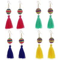 Fashion Fringe Earrings, Nylon, with Tibetan Style, iron earring hook, for woman, more colors for choice, 90x18mm, Sold By Pair