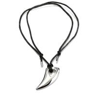 Stainless Steel Jewelry Necklace with Waxed Nylon Cord & Velveteen Wolf Tooth adjustable & for man original color Length Approx 16-24 Inch Sold By PC