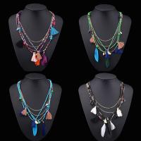 Unisex náhrdelník, Skleněné perličky, s Peří & Nylon & Krystal & Zinek, s 5cm extender řetězce, více barev na výběr, 8mm, Prodáno za Cca 19.5 inch Strand