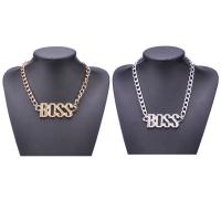 Zinc Alloy Jewelry Necklace with 5cm extender chain word boss plated twist oval chain & for woman & with rhinestone lead & cadmium free 20mm Sold Per Approx 20.5 Inch Strand
