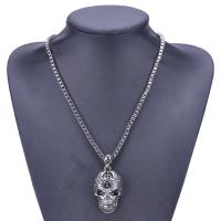 Zinc Alloy Sweater Chain Necklace Skull platinum color plated box chain & for woman & enamel lead & cadmium free 50mm Sold Per Approx 22 Inch Strand