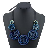 Pullover Kette Halskette, Harz, mit Satinband, mit Verlängerungskettchen von 7cm, Blume, für Frau, 55mm, verkauft per ca. 27.5 ZollInch Strang