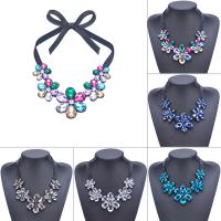 Acrylic Necklace, acrylic rhinestone, with Satin Ribbon, Flower, for woman, more colors for choice, lead & cadmium free, 540mm, Sold Per Approx 21 Inch Strand