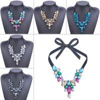 Resin Necklace, with Satin Ribbon, Teardrop, for woman, more colors for choice, 540mm, Sold Per Approx 21 Inch Strand