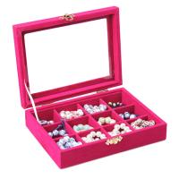 Multifunctional Jewelry Box, Cardboard, with Velveteen & Glass, Rectangle, more colors for choice, 150x200x45mm, 40x40mm,, Sold By PC