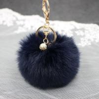 Zinc Alloy Key Clasp Plush with ABS Plastic Pearl & Zinc Alloy gold color plated for woman 80mm Sold By PC