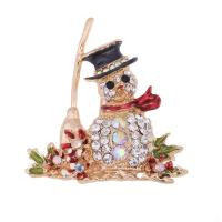 Christmas Brooches Zinc Alloy Santa Claus gold color plated Unisex & Christmas jewelry & enamel & with rhinestone lead & cadmium free Sold By PC