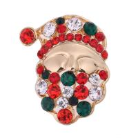 Christmas Brooches Zinc Alloy Santa Claus gold color plated Unisex & Christmas jewelry & with rhinestone lead & cadmium free Sold By PC